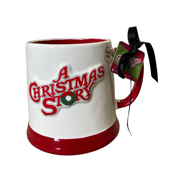 Rae Dunn A CHRISTMAS STORY, OH FUDGE! Holiday Mug Large 24oz Two Sided New 2024 - Picture 1 of 14